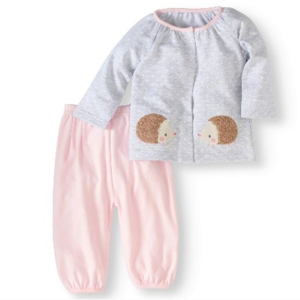 NWT Rene Rofe Baby Girl Hedeghog Long Sleeve Cardigan & Pants 2 pieces Set